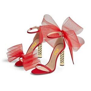 FSJ Women Flower Gold Metal Chain Chunky High Heels Ankle Strap Sandals Open Toe